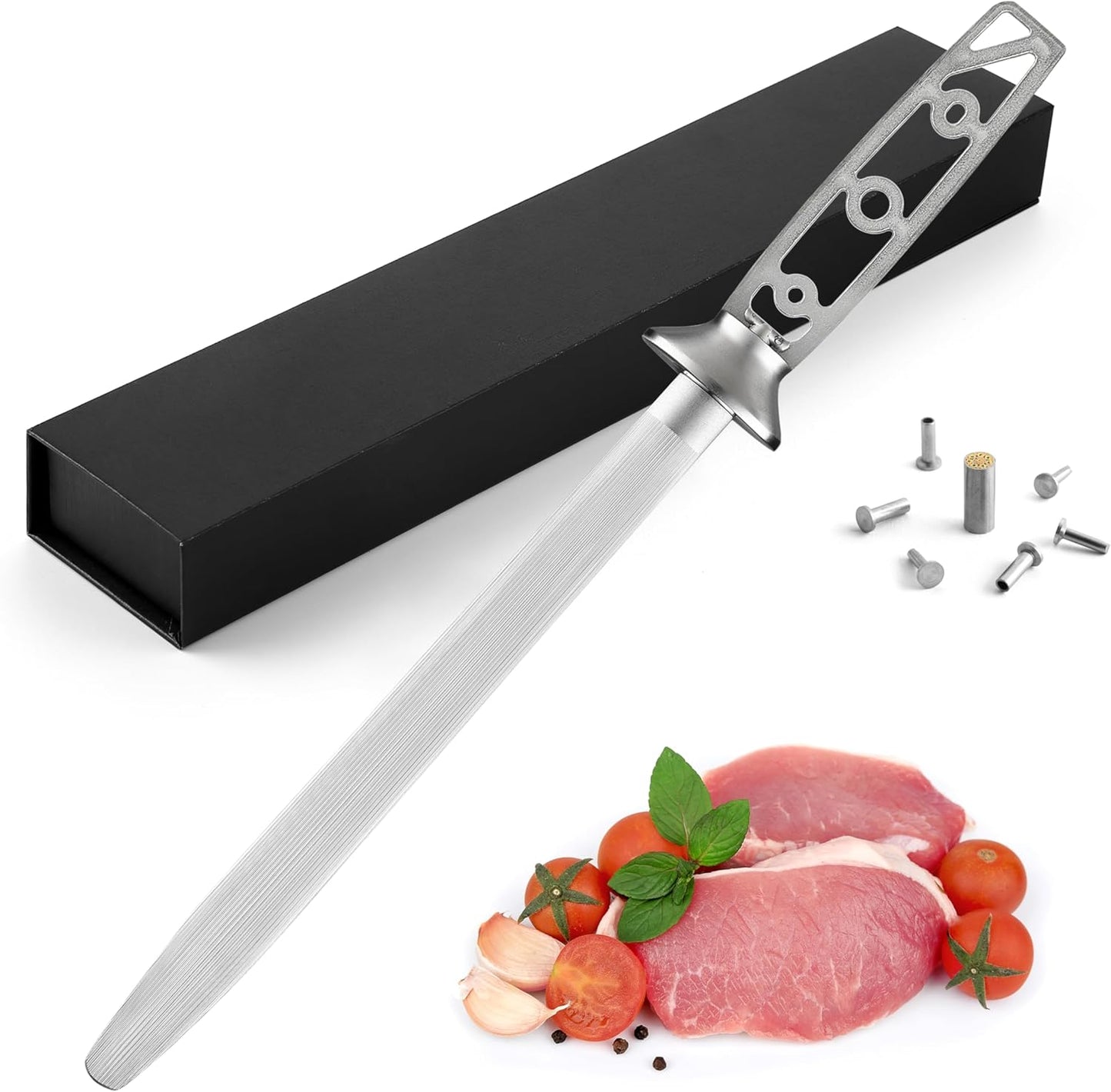 KATSURA Woodworking Project Kit – Knife Sharpener Honing Sharpening Steel Blank – 10 Inch – Superior Magnetized Rod – HRC 62+ Hardness with #3000+ Grit – Perfect for Woodworkers, Crafters – NO LOGO