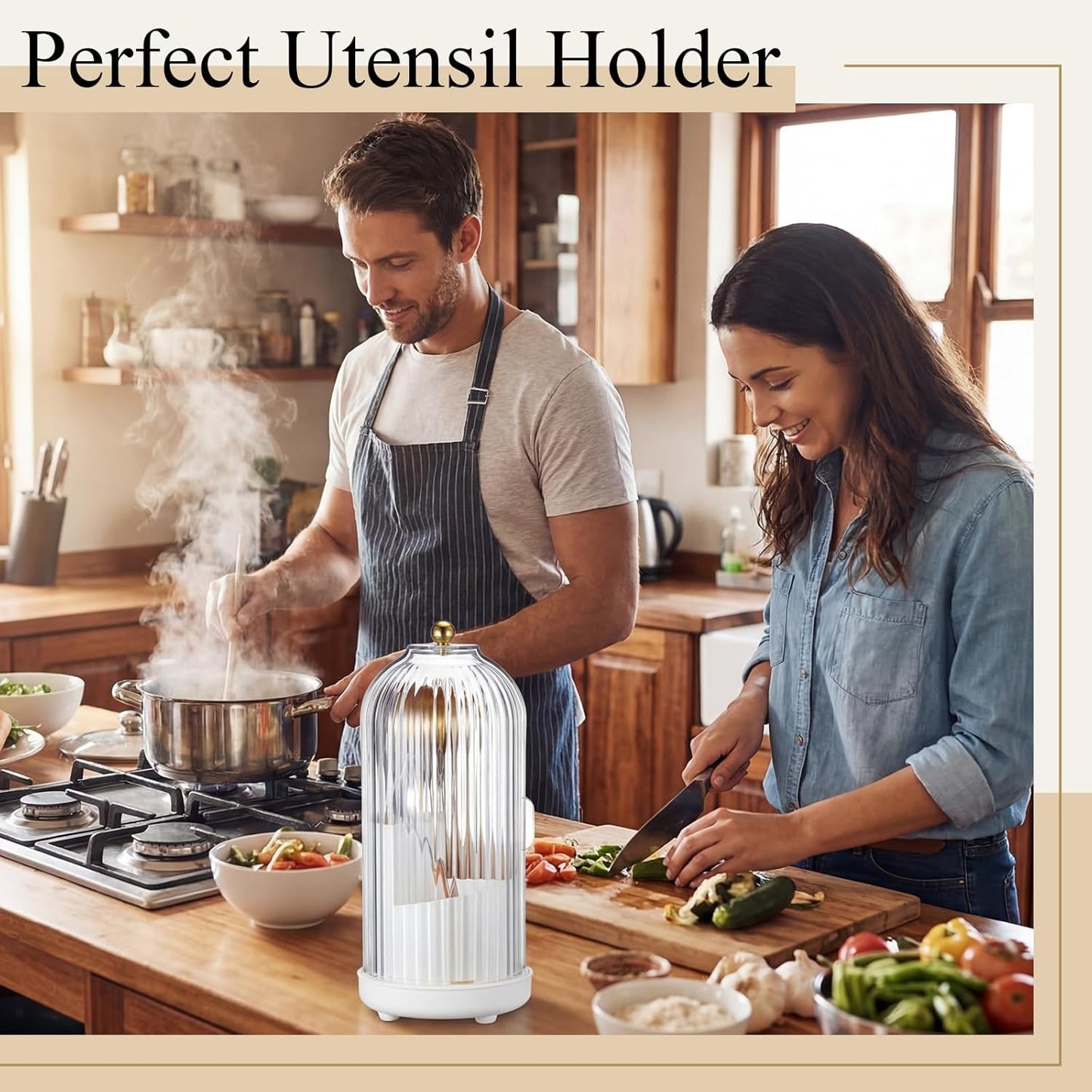 2 Pack 360° Rotating Silverware Organizer, Utensil Holder with Lid for Kitchen Counter Silverware Caddy with Drainage Dustproof Flatware Holder for Cutlery Spoon Fork(Diamond White,3 Slot)
