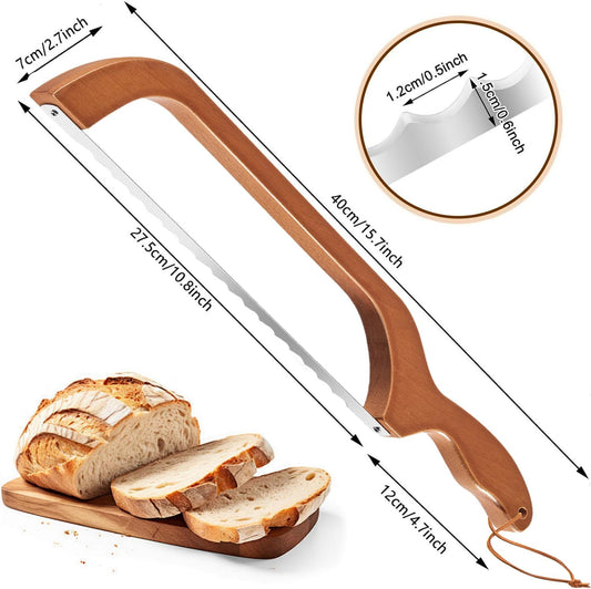 Adjustable Bread Slicer for Perfect Slices - Bread Knife for Homemade Bread with Thickness Guide - Premium Sharp Stainless Serrated Blade for Sourdough Baguettes Bagels Loaves - Gift for Artisan Baker