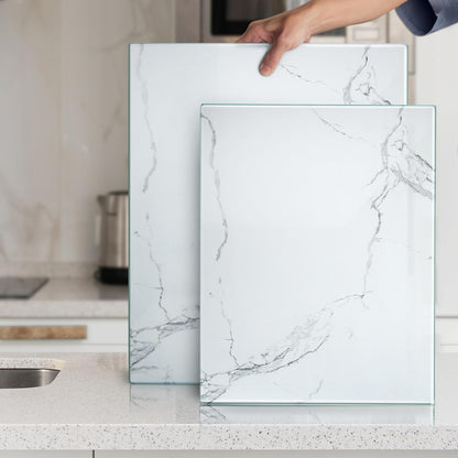 Kitchenville Glass Cutting Board 20”x16”: Tempered Glass Kitchen Counter Protector - Durable- Scratch-Resistant, Heat-Proof - Clear Design