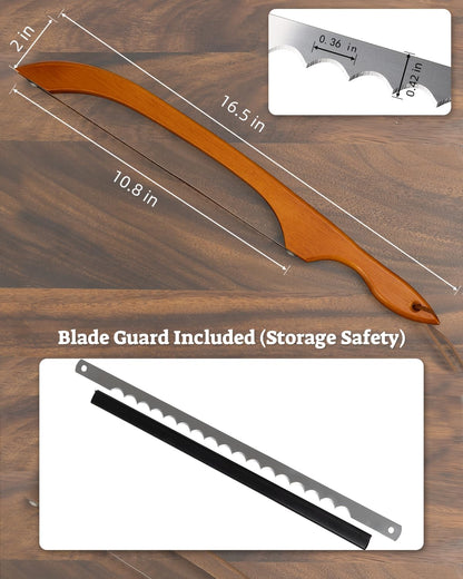 16.5” Bread slicer for Homemade Bread, Serrated Bread Knife for homemade bread with Bow Design, Premium Bread Knife, Bread Slicer, Bread Cutter for Bagels, Baguettes, Dark Brown Color