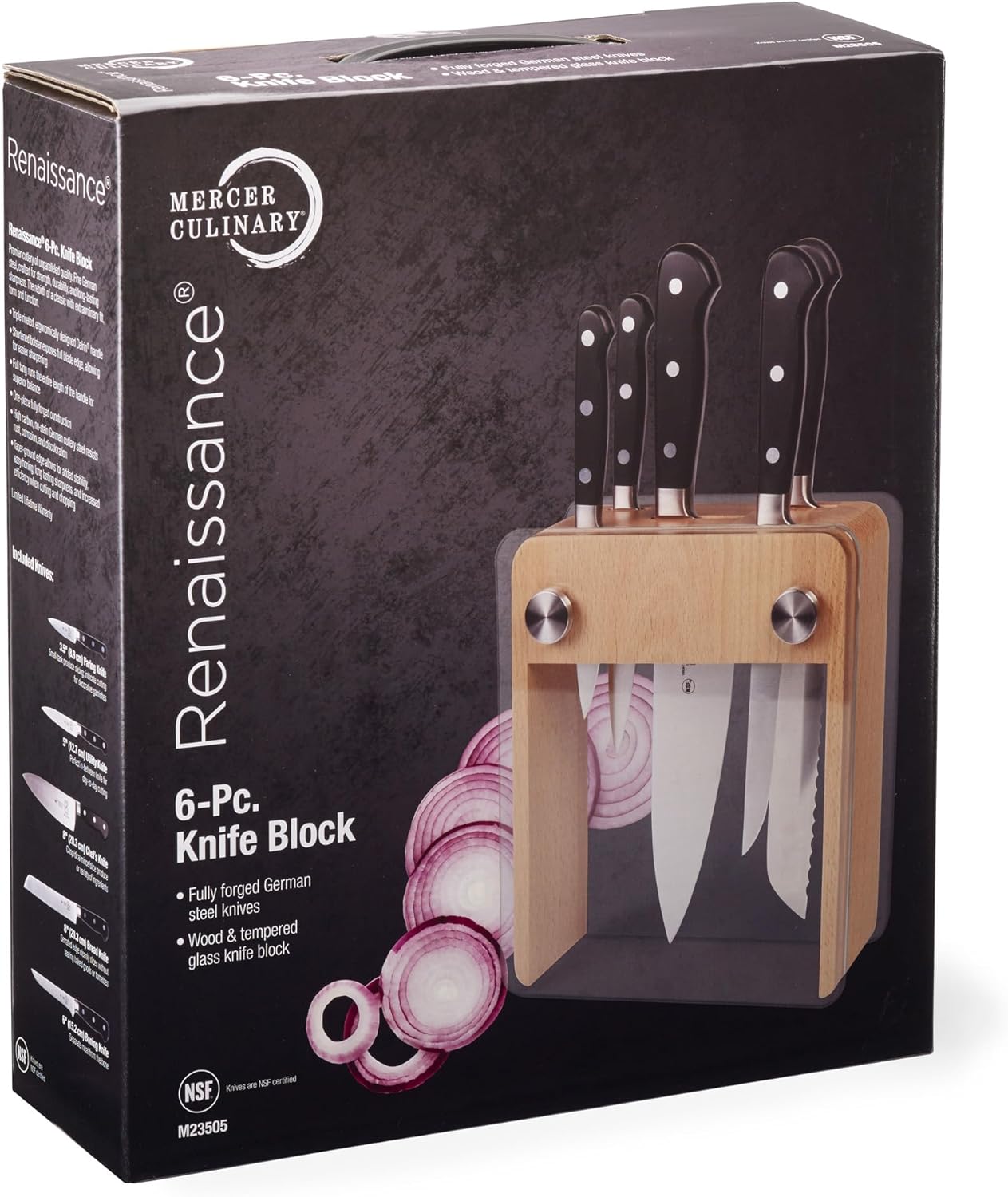Mercer Culinary 8-Piece Renaissance Board 7 Magnetic Knife Set, 14 1/8 x 10 1/4, Stainless Steel