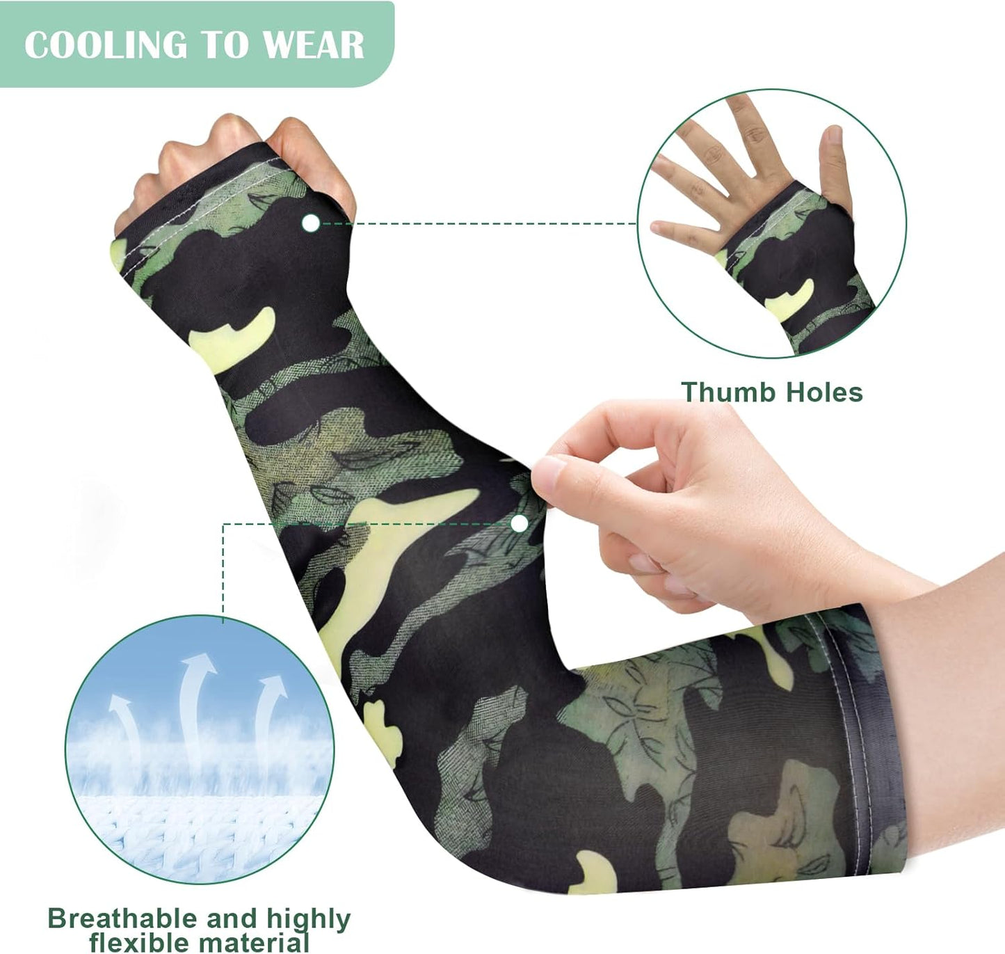 4 Pairs Gardening Sleeves Anti-Slip Arm Protection with Thumb Hole Sun Sleeve Cooling Arm Sleeves for Women Men Outdoor