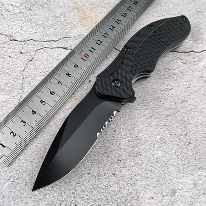 Generic Clash Black Serrated Pocket Folding knife, 3"" 8Cr13MoV Steel Drop Point Blade, Assisted One-Handed Flipper Opening, Utility EDC for Outdoor Camping Survival