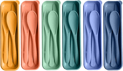Pink Utensil set Travel Silverware with Case, 2 Sets Reusable Utensils Set with Case, Wheat Straw Utensils for Lunch Box Accessories, Camping Utensils for Work Lunch or Daily Use (Pink)