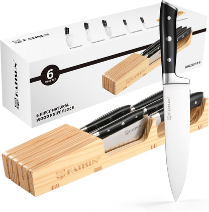 Kitchen Knife Set,14-Piece Knife Set With Block Wooden, Self Sharpening For Chef Knife Set, High Carbon German Stainless Steel Hammered Collection Knife Block Set, Dishwasher Safe Cutlery, Cream