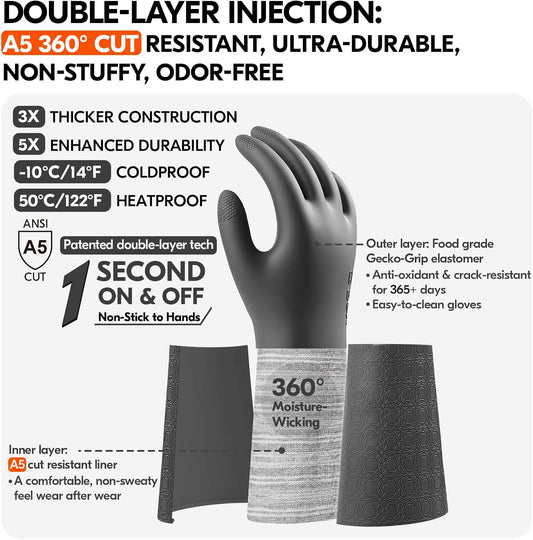 Vgo... 1Pair Cut Resistant Work Gloves Men,Cut-proof,Seamless,HPPE Anti-cut Liner,EN388 level E,ANSI level A5(TP1117CTA5)