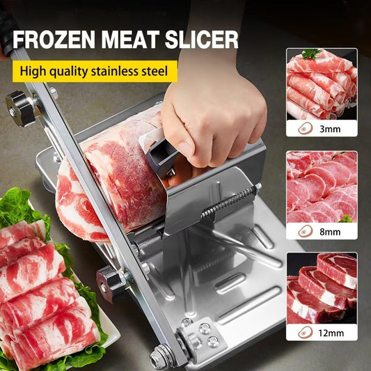 Manual Meat Slicer Frozen Meat Cutter Upgraded Stainless Steel Meat Cleavers Beef Mutton Roll Slicing Machine Vegetable Meat Slicer for Home Cooking Hotpot Shabu wg