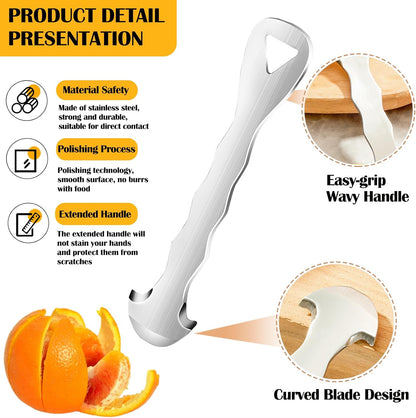 Orange Peeler Tool Stainless Steel Orange Citrus Peelers Tool Graginger Peeler Tool Multifunctional Kitchen Peeler Gadget for Lemon, Pomegranate, Grapefruit, Onion, Orange