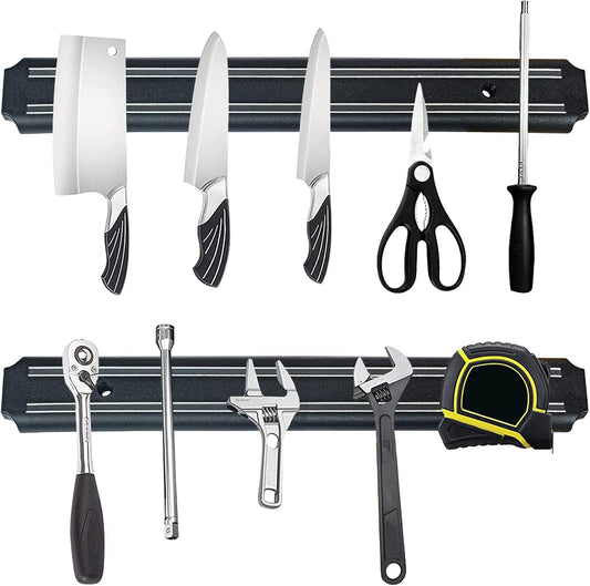 2 Pack Powerful Magnetic Knife Holder, Kitchen Knife Magnetic Strip Strips, Rust Free Multipurpose Magnetic Knife Rack Use for Kitchen Garage Workshop