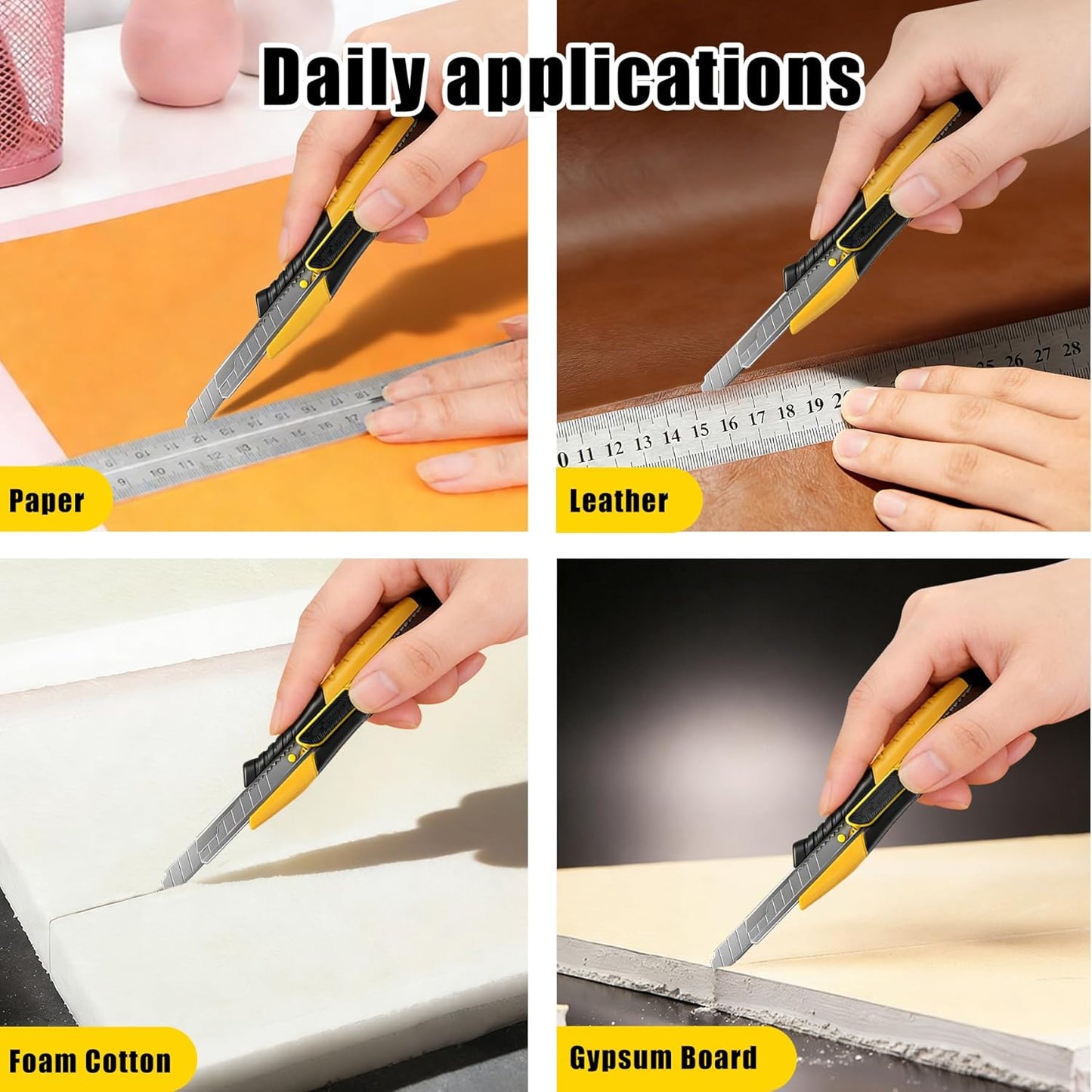 Dual-Mode Box Cutter Retractable for Warehouse,Locking Professional Work Knife, Auto-Retract Box Knife,18mm Heavy Duty Utility Knife with Metal Rail,Spare Blade Storage.1 Knife+10 Blades