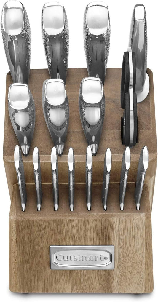 Cuisinart Classic High-Carbon Hammered Stainless Steel Forged Knife Set With Sheath Blade Gaurds (17-Piece Set)