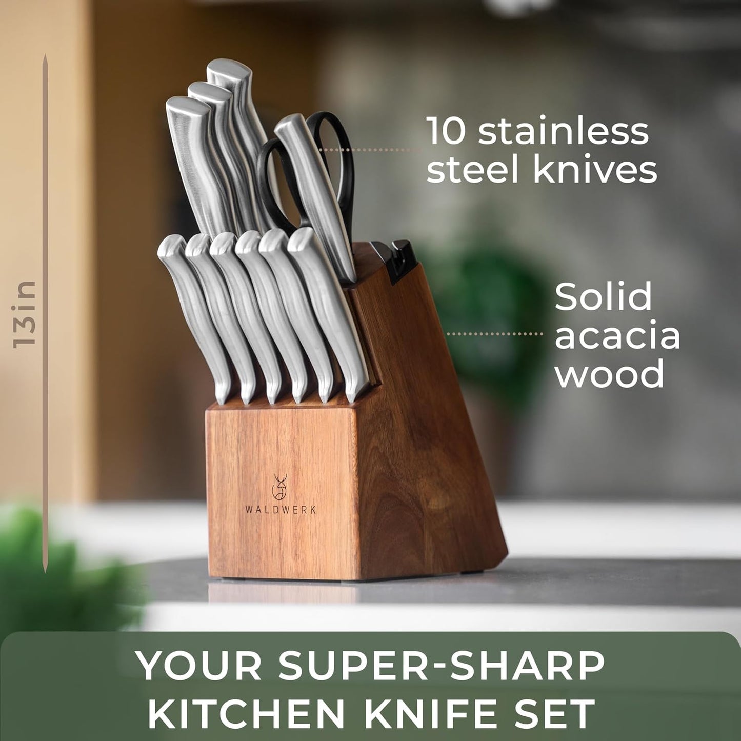 WALDWERK Premium Honing Rod - Honing Steel Made of Hardened Steel with Elegant Wooden Handle - 100% Plastic-Free Sharpening Steel for - Kitchen Knife Sharpener - Knife Sharpeners for Kitchen Knives