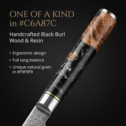 7” Nakiri Knife – Damascus Steel Kitchen Knife with 9Cr18MoV Core, Japanese Vegetable Chef Knife, Ultra Sharp Chopping Knife with Black Burl Wood Ergonomic Handle
