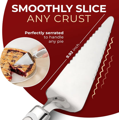 Orblue Pie Server, Essential Kitchen Tool, Serrated on Both Sides, Great for Right or Left Handed Chef, Stainless Steel Flatware , Cake Cutter,White