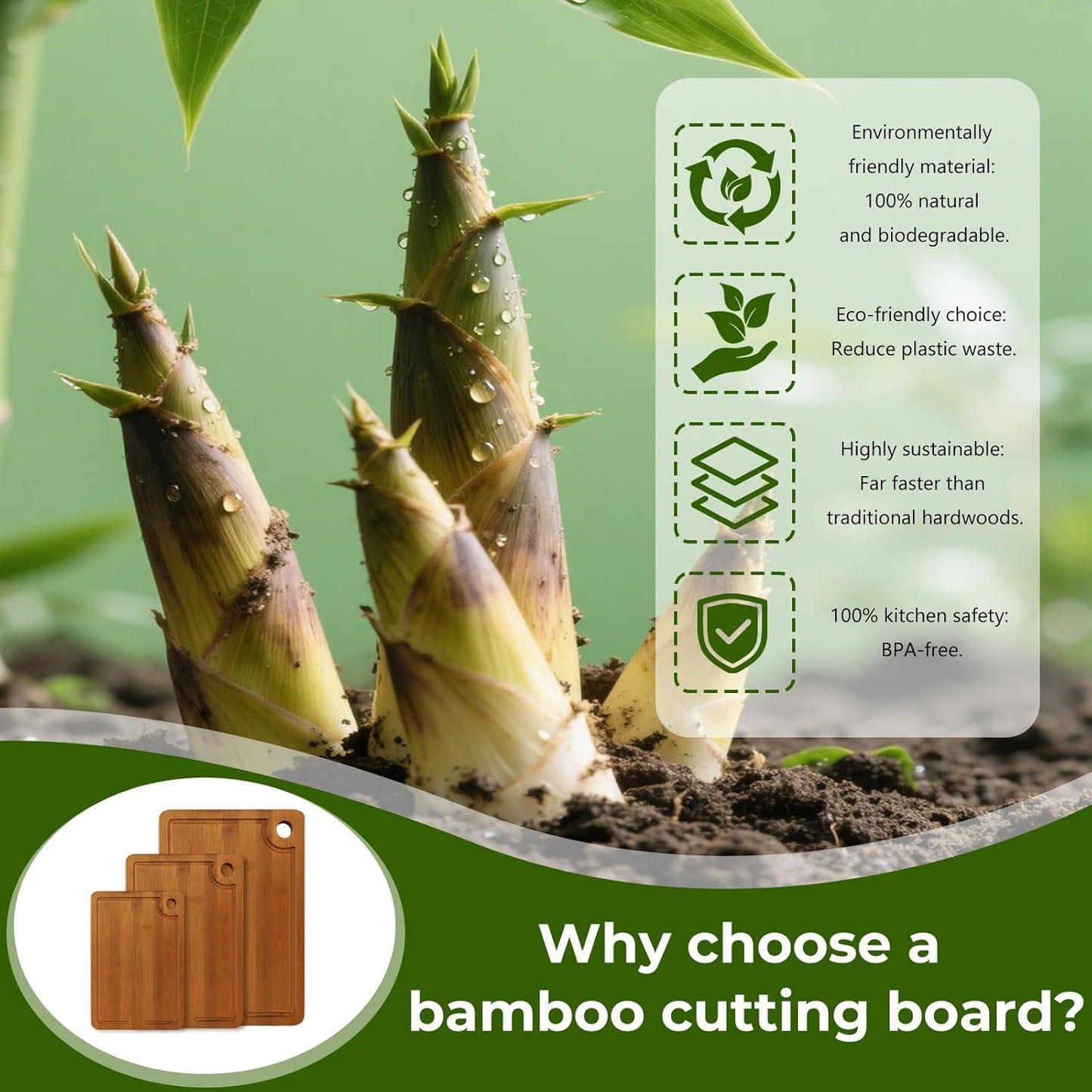 3Pack Bamboo Cutting Board, Wood Cutting Boards Set of 3 for Kitchen with Deep Juice Grooves & Built-in Handles,Vegetables and Fruits Ideal Kitchen Gifts, Ideal Charcuterie & Chopping for Meat