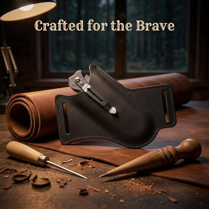 Knife Sheath,Belt Buckle Knife Sheath,Leather Knife Sheaths for Belt,Pocket Knife Folding EDC Belt Knife Holster,Open Top Knife Belt Leather Sheath for 5 inch Folding Knife.Gift for Men.