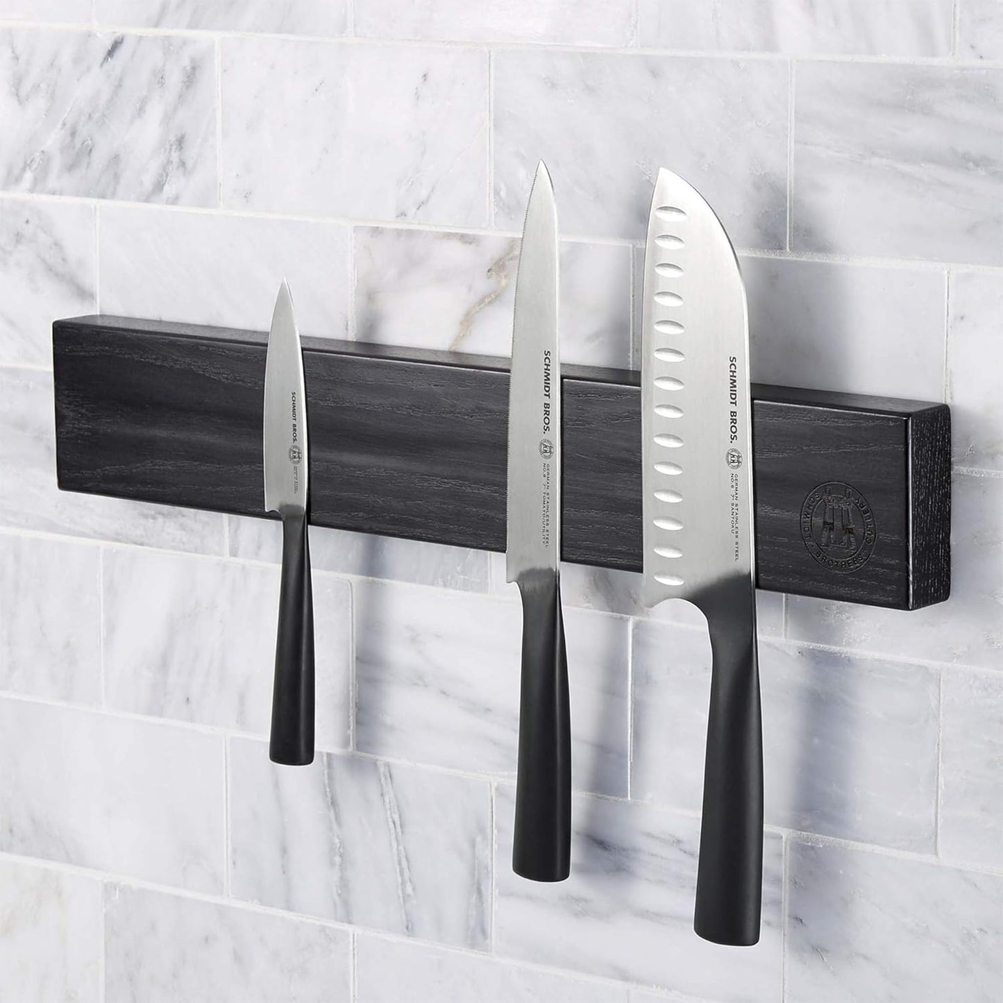 Schmidt Brothers - Acacia 24" Knife Magnetic Strip Wall Bar, Universal Magnetic Knife Holder for Wall and Cutlery Storage Up to 12-16 Knives