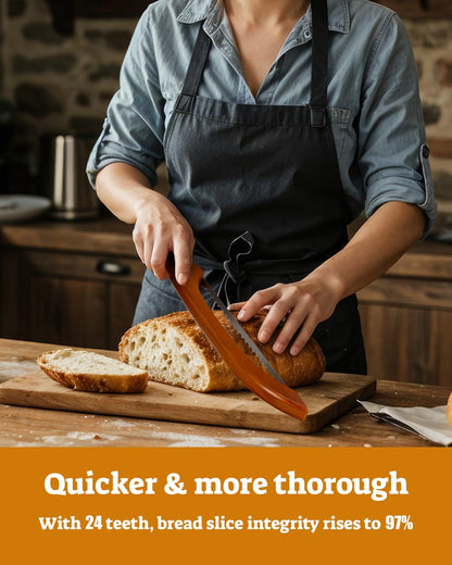 16.5” Bread slicer for Homemade Bread, Serrated Bread Knife for homemade bread with Bow Design, Premium Bread Knife, Bread Slicer, Bread Cutter for Bagels, Baguettes, Dark Brown Color