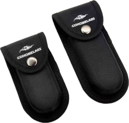 Multitool Belt Sheath for Leatherman, Gerber - Nylon Knife Pouch for Folding Knife - Snap Closure Knife Holder with Horizontally or Vertically Carry Belt Loop