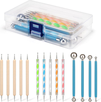 Amrules Clay Tools Kit, 12 PCS Polymer Clay Cutter Tools, Rectangle Shape Acrylic Press Board and Roller Pin Supplies Suitable for Shaping, Carving, Pottery Craft and DIY Projects