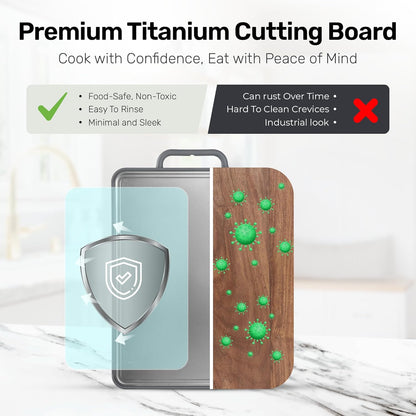 Chopzilla XL Titanium Cutting Board, Food Safe Double Sided PP and Titanium Cutting Boards for Kitchen with Etched-In Ruler for Meats, Vegetable Chopping, Dishwasher Safe - 15.75" x 10.5" (1 Pk)