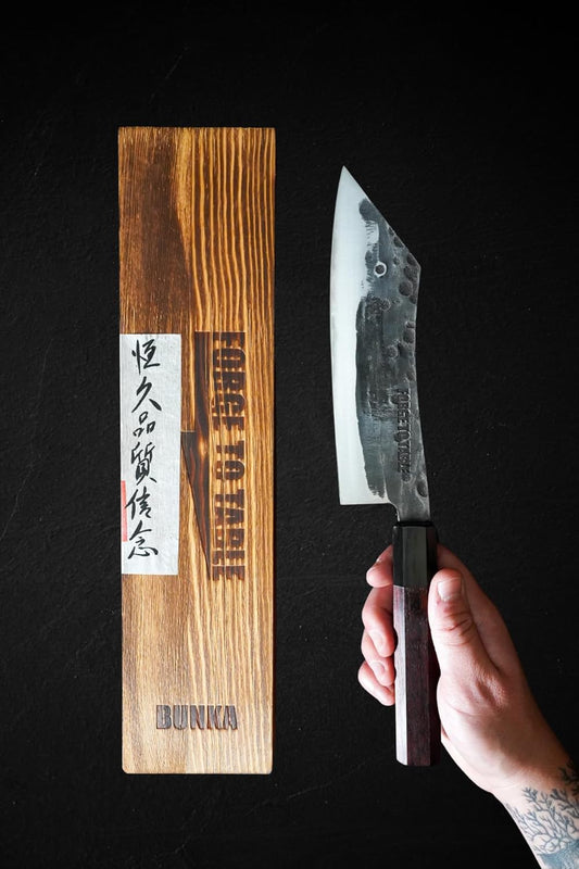 7 Inch Bunka Chef Knife, San Mai Japanese VG10 High-Carbon Stainless Steel, Rosewood Handle