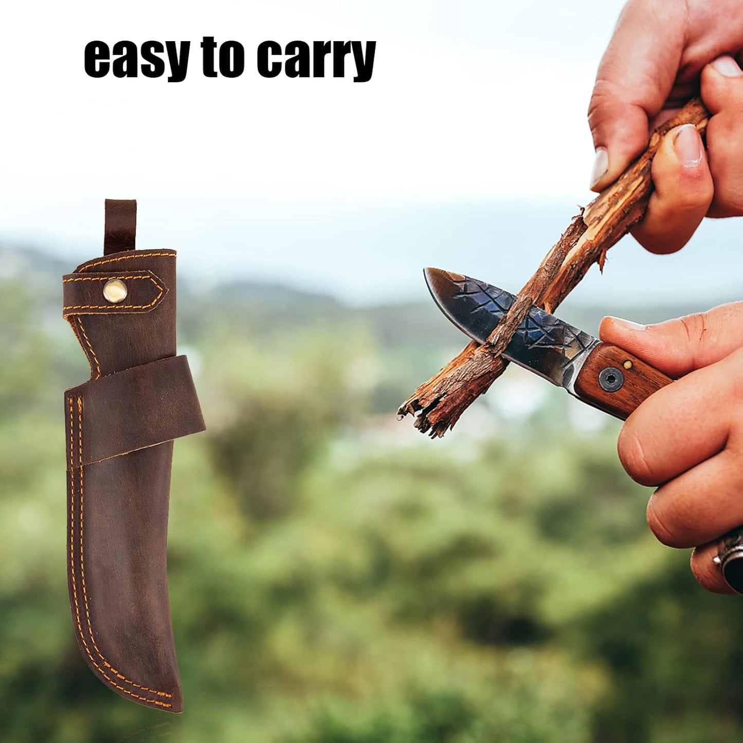 Knife Sheath,Leather Knife Sheath for Belt,Chef Knife Guard,Knife Holster for 5 inch Blade Knife,Knife Holder,Knife Cover Sleeve,EDC Belt Organizer,Sheath for Chef Meat Cleaver,Gifts for Men