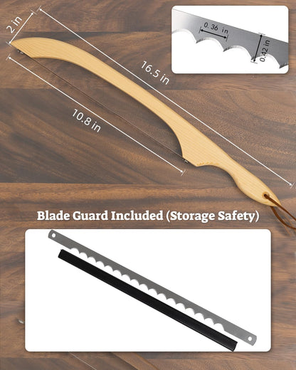 16.5” Bread slicer for Homemade Bread, Serrated Bread Knife for homemade bread with Bow Design, Premium Bread Knife, Bread Slicer, Bread Cutter for Bagels, Baguettes, Light Brown Color