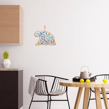 Totally Bamboo Tennessee State Shaped Cutting Board and Charcuterie Serving Platter with Artwork by Fish Kiss, Includes Hang Tie for Wall Display - Colors A