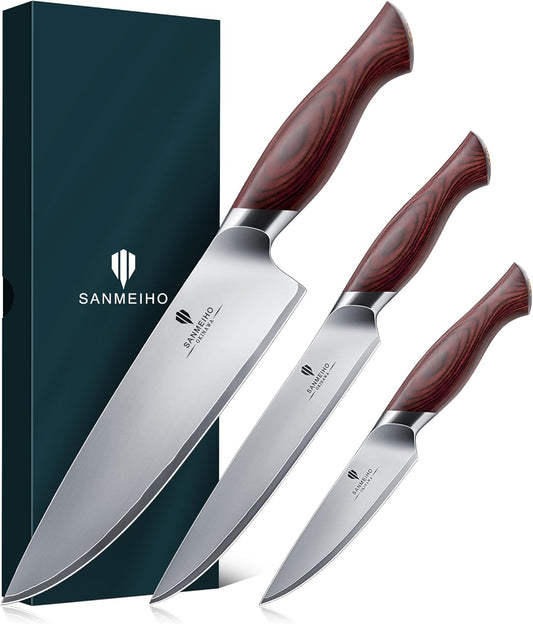 7 Inch Chef Knife, High Carbon Japanese 10Cr15Mov Stainless Steel Santoku Knife, Ultra Sharp Professional Kitchen Cooking Knife with Ergonomic Pakkawood Handle