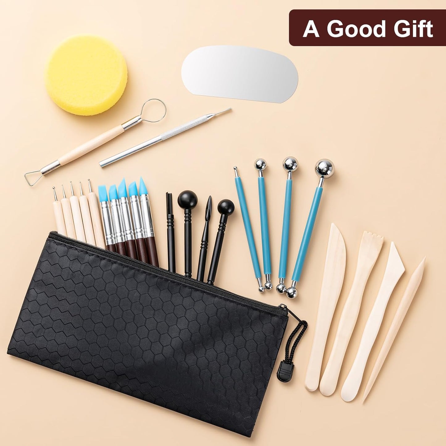 Amrules Clay Tools Kit, 12 PCS Polymer Clay Cutter Tools, Rectangle Shape Acrylic Press Board and Roller Pin Supplies Suitable for Shaping, Carving, Pottery Craft and DIY Projects