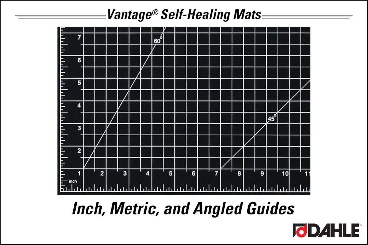 Dahle Vantage 10680 See-Through Premium Self-Healing Cutting Mat, 9"x12", 1/2" Grid, 5 Layers for Max Healing, Perfect for Crafts & Sewing, Clear