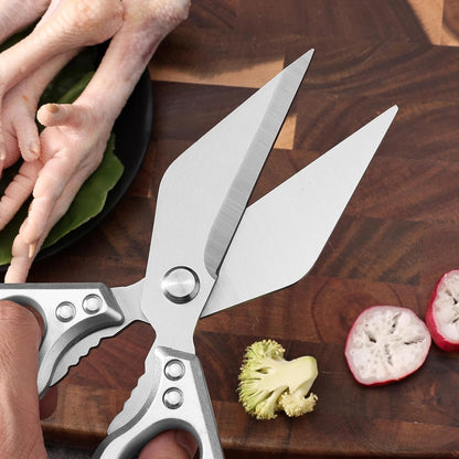 Multifunctional Heavy-Duty Kitchen Shears, Poultry Scissors with Ergonomic Handle, Dishwasher Safe Shears for Chicken, Meat, Seafood, Bone Cutting (Red)
