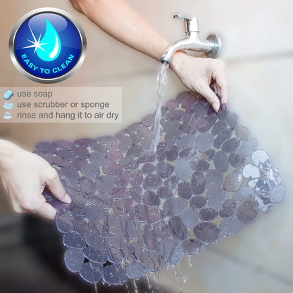 Bligli Pebble Sink Mat for Stainless Steel/Ceramic Sinks, PVC Eco-Friendly Sink Protectors Mats for Bottom of Kitchen Sink, Dish Drying Mat for Dishes and Glassware, 15.7 x 11.8 inch, Blue