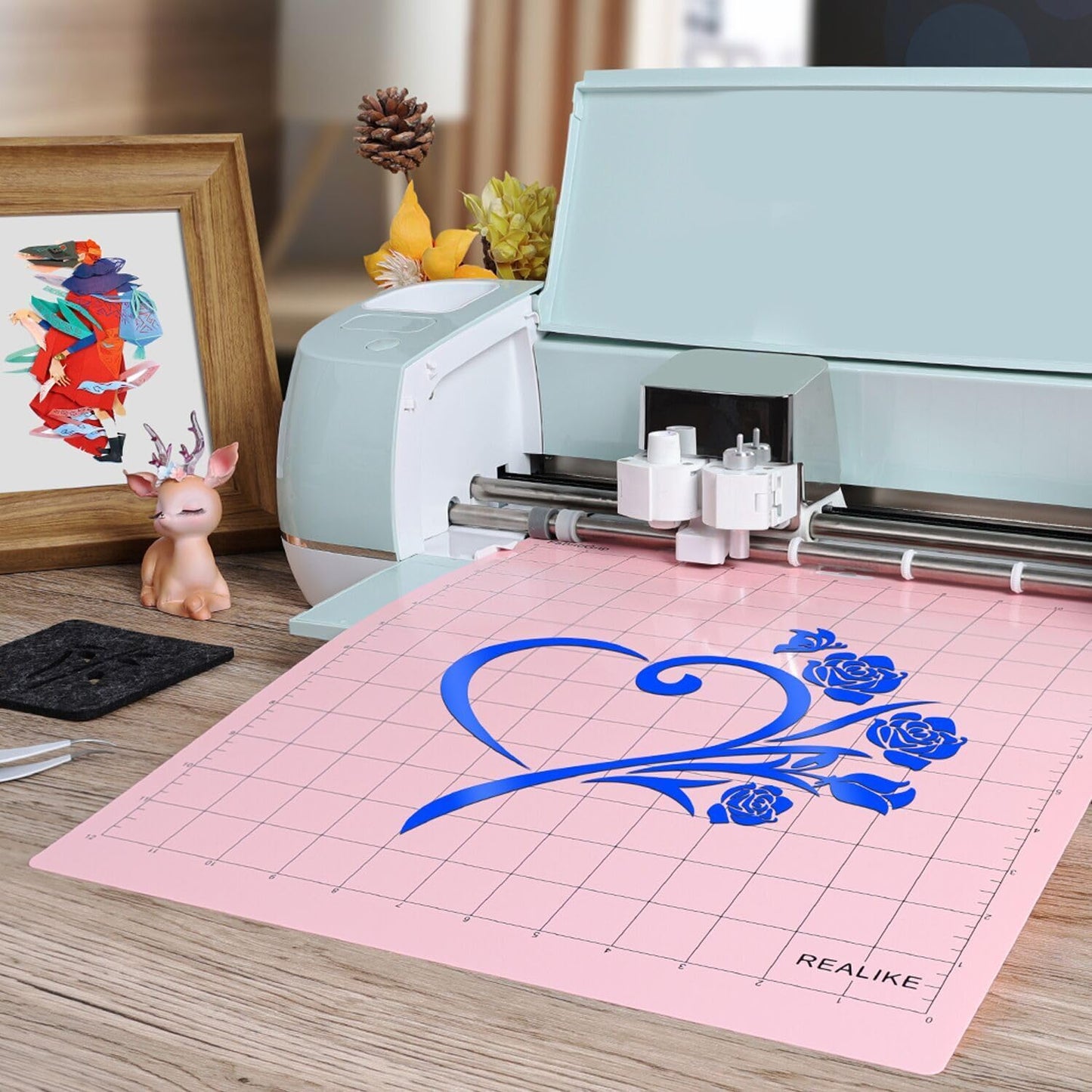 REALIKE 12x12 Lightgrip Cutting Mat Compatible with Cricut Maker 3/Maker 4/Maker/Explore 3/4/Air 2/Air/One(3 Mats), Gridded Adhesive Non-Slip Cut Mat for Crafts, Quilting, Sewing and All Arts
