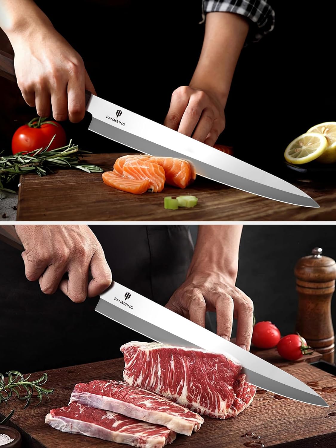 8 Inch Japanese Chef Knife, Hand Forged Gyuto Knife 9 Layers High Carbon 10CR15MOV Steel Kitchen Knife Ultra Sharp & Durable Professional Japanese Sashimi Knife with Ergonomic Rosewood Handle