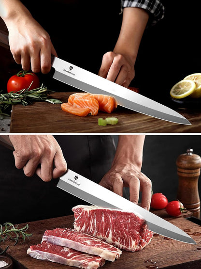 8 Inch Japanese Chef Knife, Hand Forged Gyuto Knife 9 Layers High Carbon 10CR15MOV Steel Kitchen Knife Ultra Sharp & Durable Professional Japanese Sashimi Knife with Ergonomic Rosewood Handle