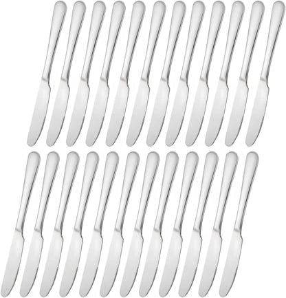 Stainless steel butter knife, set of 6 dinner knife, suitable for daily use, parties and outdoor dining,Dishwasher Safe (6)