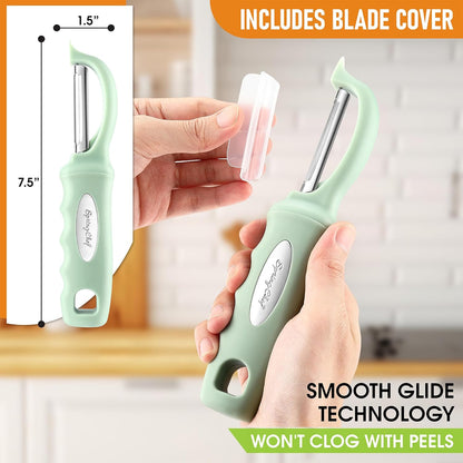 Spring Chef Premium Swivel Vegetable Peeler, Soft Grip Handle and Ultra Sharp Stainless Steel Blades - Perfect Kitchen Peeler For Veggie, Fruit, Potato, Carrot, Apple - Black