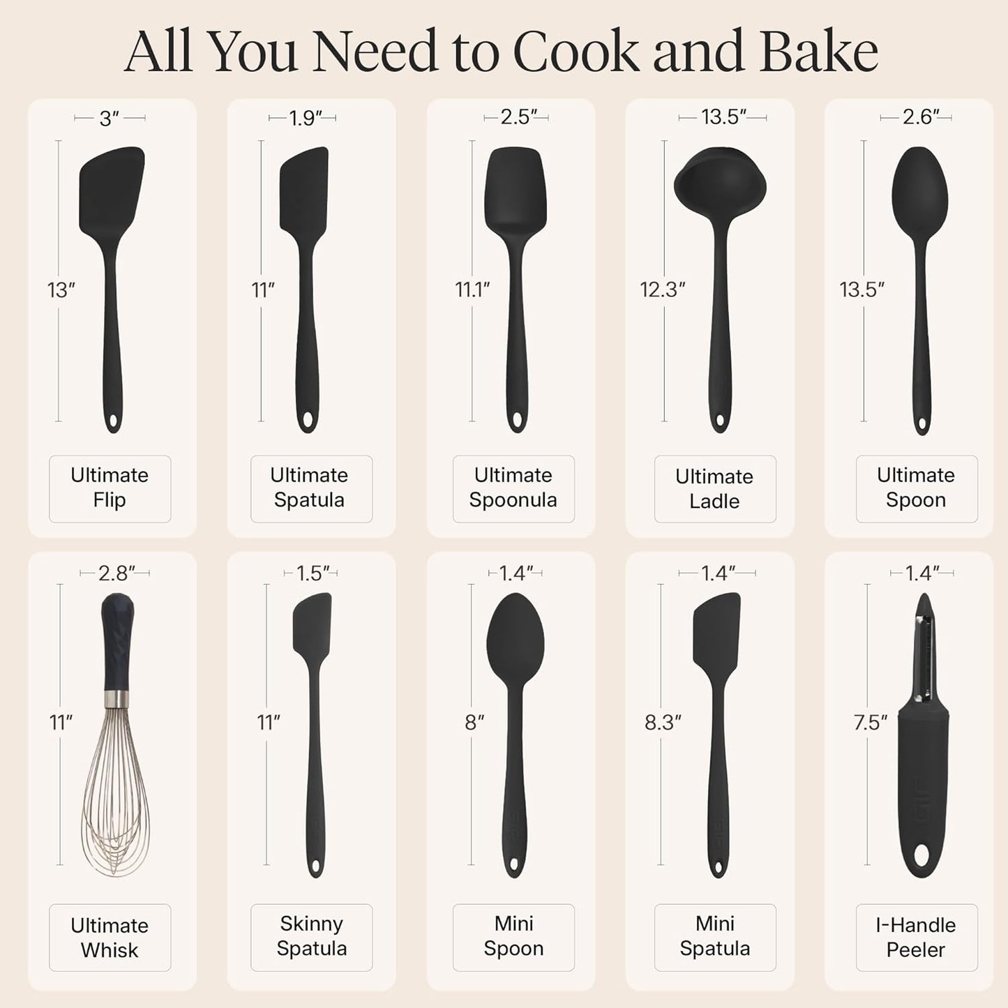 GIR: Get It Right 5 Piece Silicone Ultimate Kitchen Utensils Set - Ladle, Spatula, Flip, Spoon & Spoonula - Non-Toxic Cooking Utensils for Nonstick Cookware, Cooking and Baking - Red