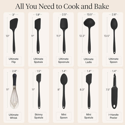 GIR: Get It Right 5 Piece Silicone Ultimate Kitchen Utensils Set - Ladle, Spatula, Flip, Spoon & Spoonula - Non-Toxic Cooking Utensils for Nonstick Cookware, Cooking and Baking - Red