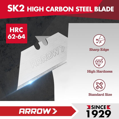 ARROW 100-Pack SK2 Utility Knife Blades, Premium Tempered Steel Box Cutter Blades with Convenient Dispenser, Sharp & Durable Replacement Blades for Cutting, Crafting, DIY Projects