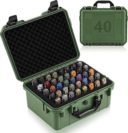Bucherry 40 Folding Knife Case Waterproof Pocket Knife Holder Hard Sided Knives Storage Box Lockable Protective Travel Storage Organizer for Folding Knives Collection, Green