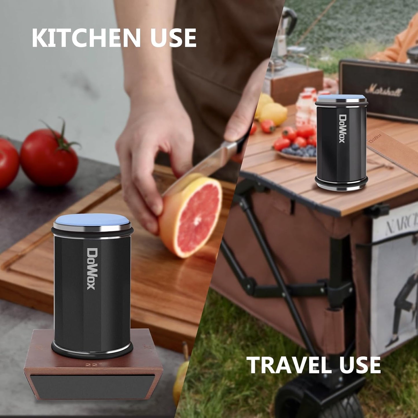 Knife Sharpener,Longer Rolling Knife Sharpener Kit,Diamond & Ceramic Knife Sharpening System with Leather Strop,4 Angle Guide, Replaceable Discs for All Kitchen Knives