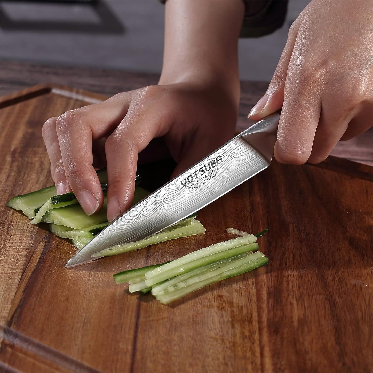 YOTSUBA Carving Knife and Fork Set, Meat Cutting Knife, Razor-Sharp German Stainless Steel Knives Fork Set with Ergonomic Wood Handle, Slicing Knives for Meats, BBQ & Vegetables