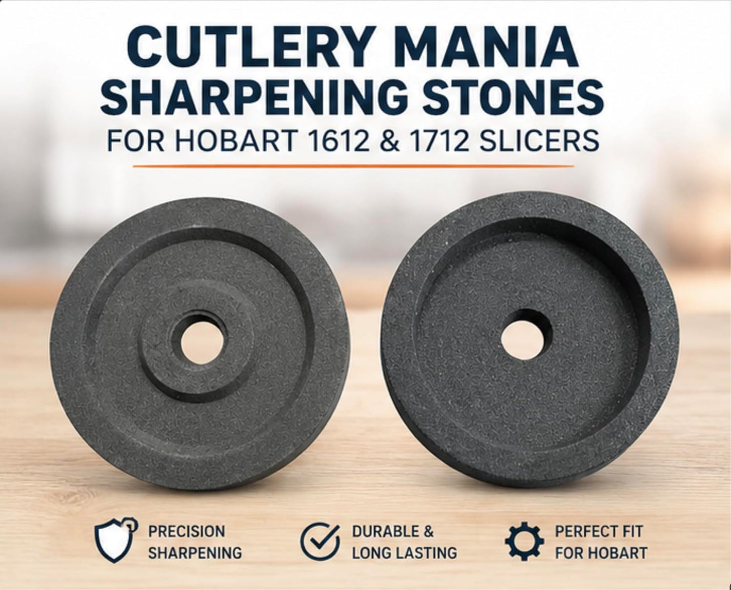 Cutlery Mania Sharpening Stone Set for Hobart Slicers | Truing Stone & Grinding Stone | Fits Hobart 512, 1512, 1612, 1712 | Deli Slicer Blade Sharpener
