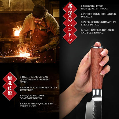 Huusk Brisket Slicing Knife 12", Hand-forged Carving Knife for Meat Cutting, High Carbon Steel Brisket Trimming Knives, Japanese Meat Slicing Knives for Turkey BBQ, Gifts Idea for Men & Women