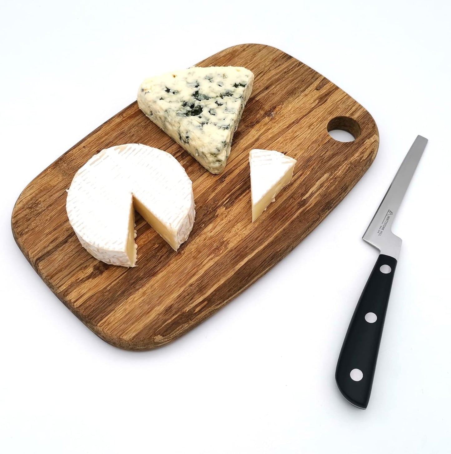Cheese Knife, MATTSTONE HILL Cheese Knives Set - Soft & Semi Hard Cheese Knife, Soft Cheese Slicer, Cheese Cleaver, Hard Cheese Cutter, Premium Stainless Steel, Wood Handle