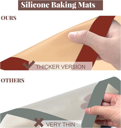 Silicone Baking Mat, 3 Pack Reusable Baking Sheet, Non-Stick ＆ Food Safe Silicone Mats for Baking for Making Cookies Macaroons Bread, Baking Supplies ＆ Accessories